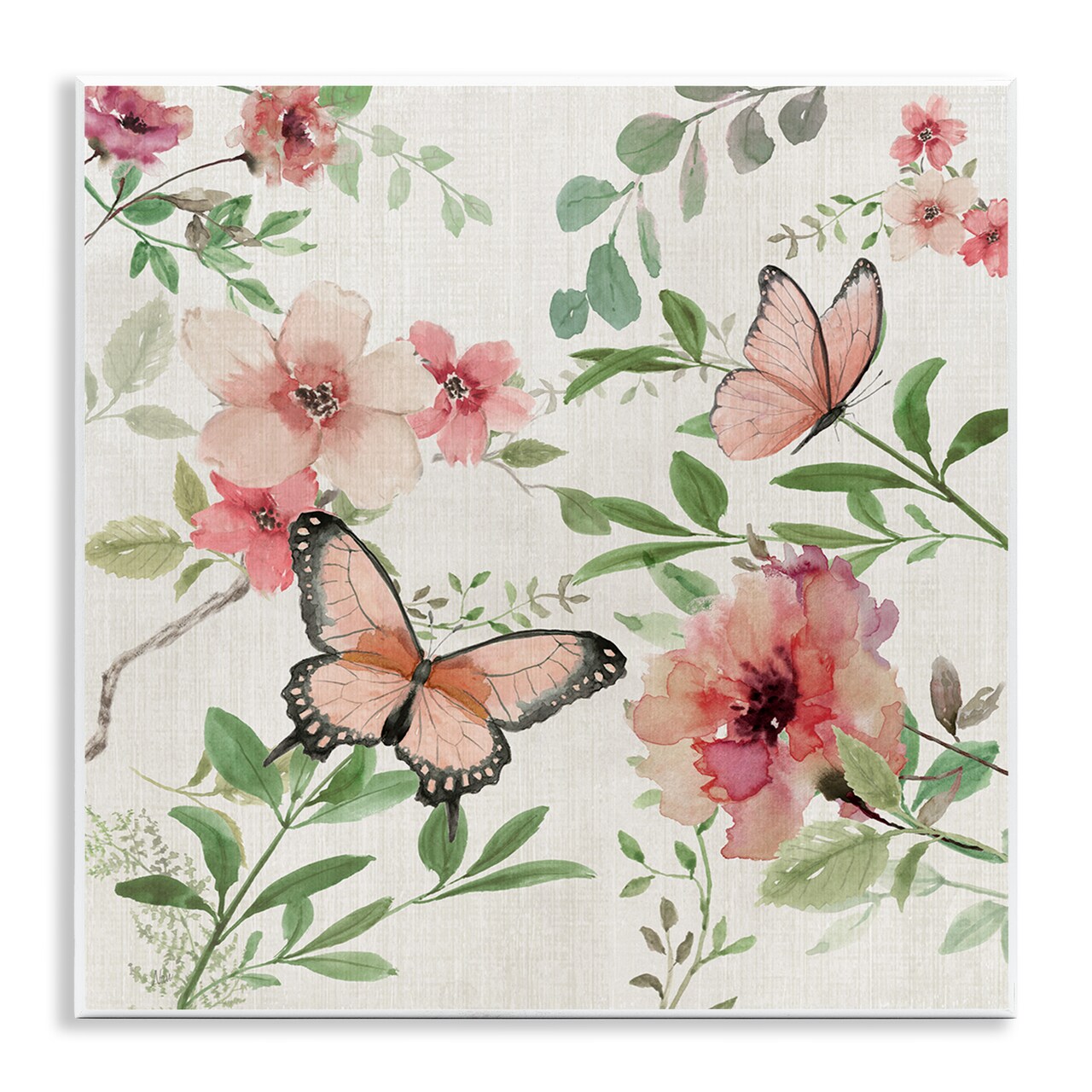 Stupell Industries Country Cottage Florals in Pink Wall Plaque Design by Nan